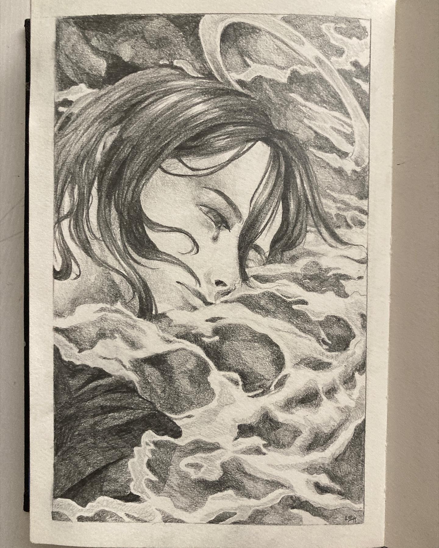 An angel crying in the waves.