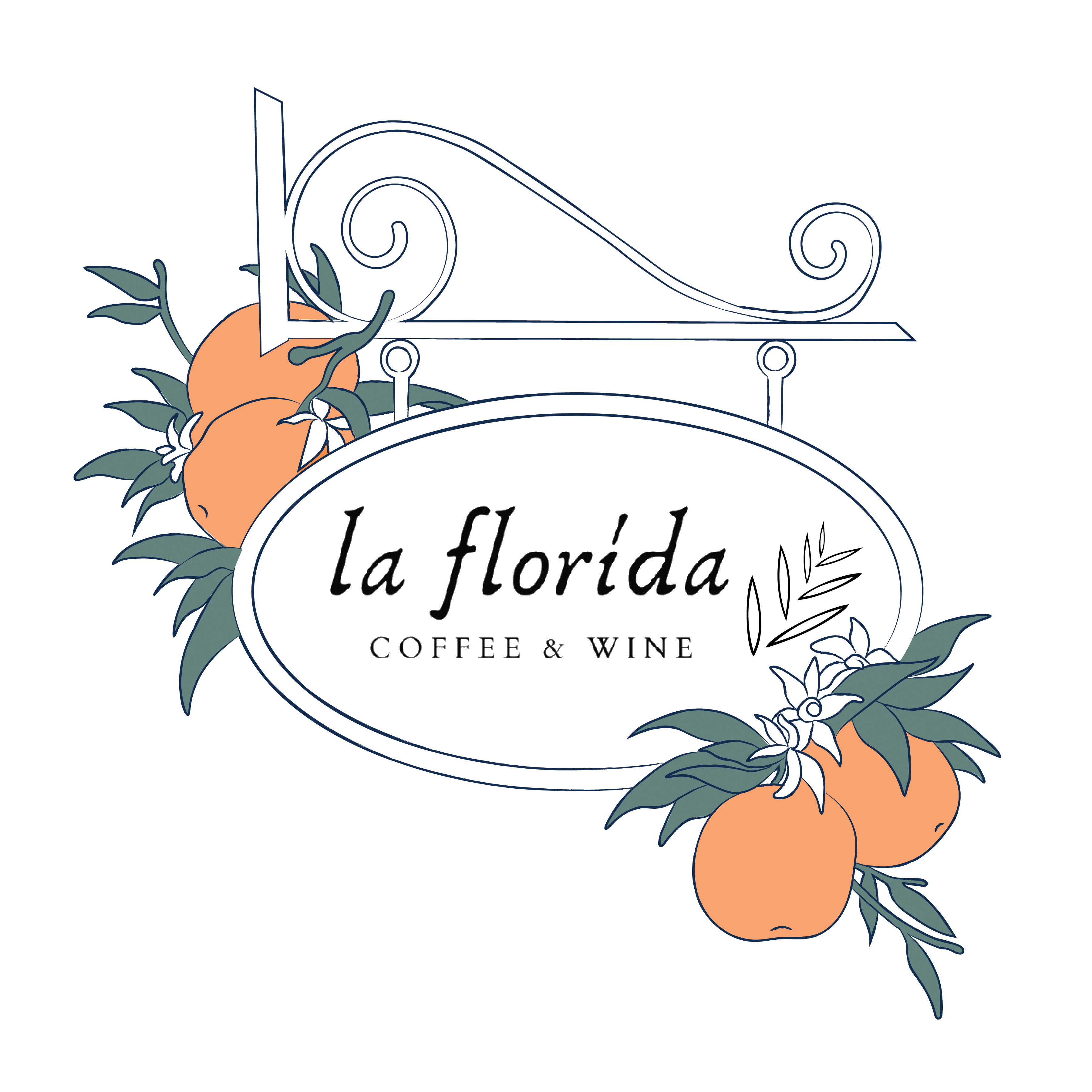 La Florida sign with oranges next to it